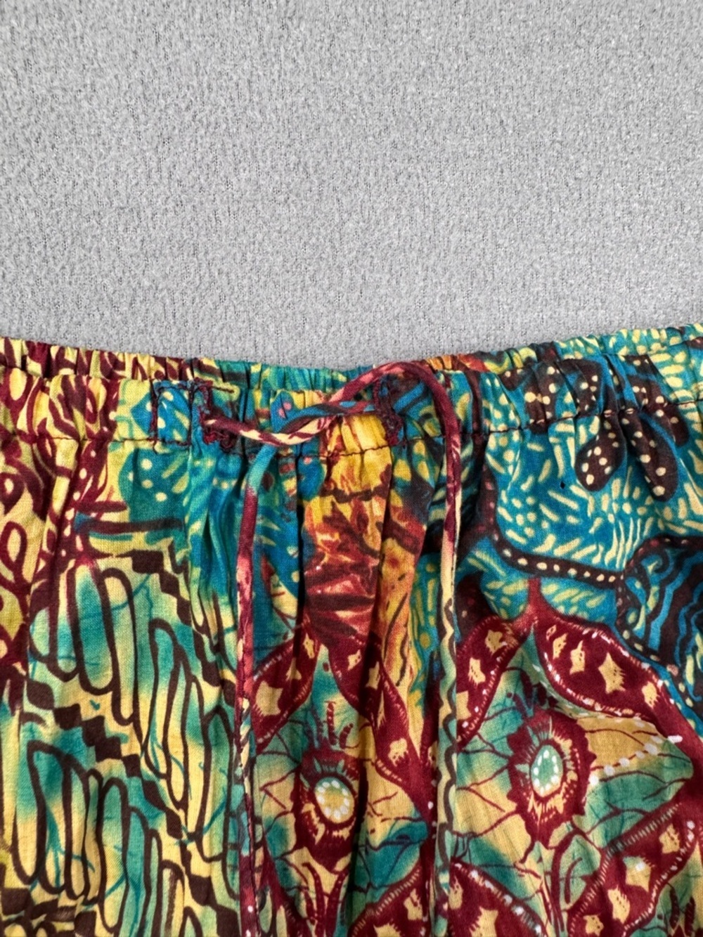 Vintage Y2K Boho Patchwork Pleated Midi Skirt, Ruffle Tiered 100% Cotton, 1X - Picture 4 of 13